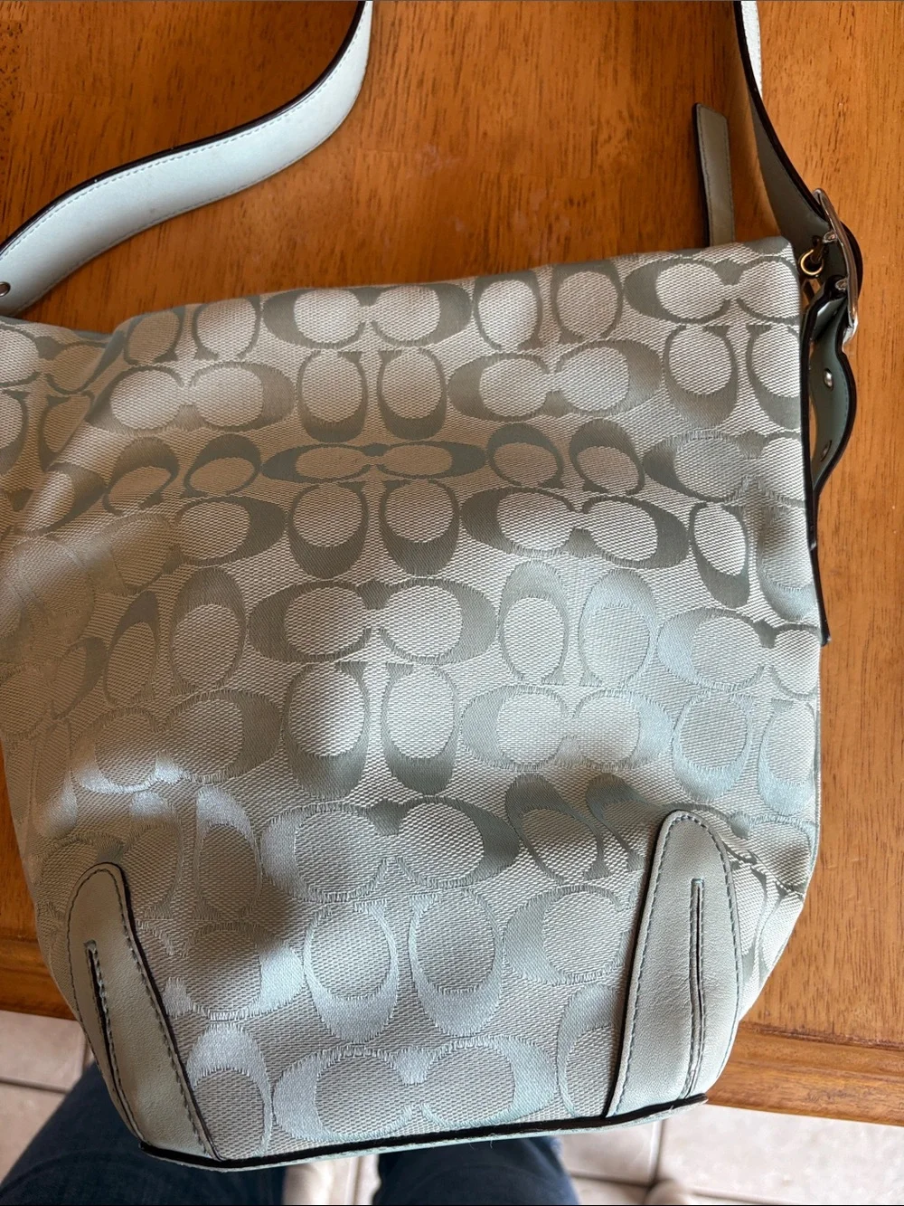 Coach 2006 Light Blue Signature Canvas Shoulder Bag